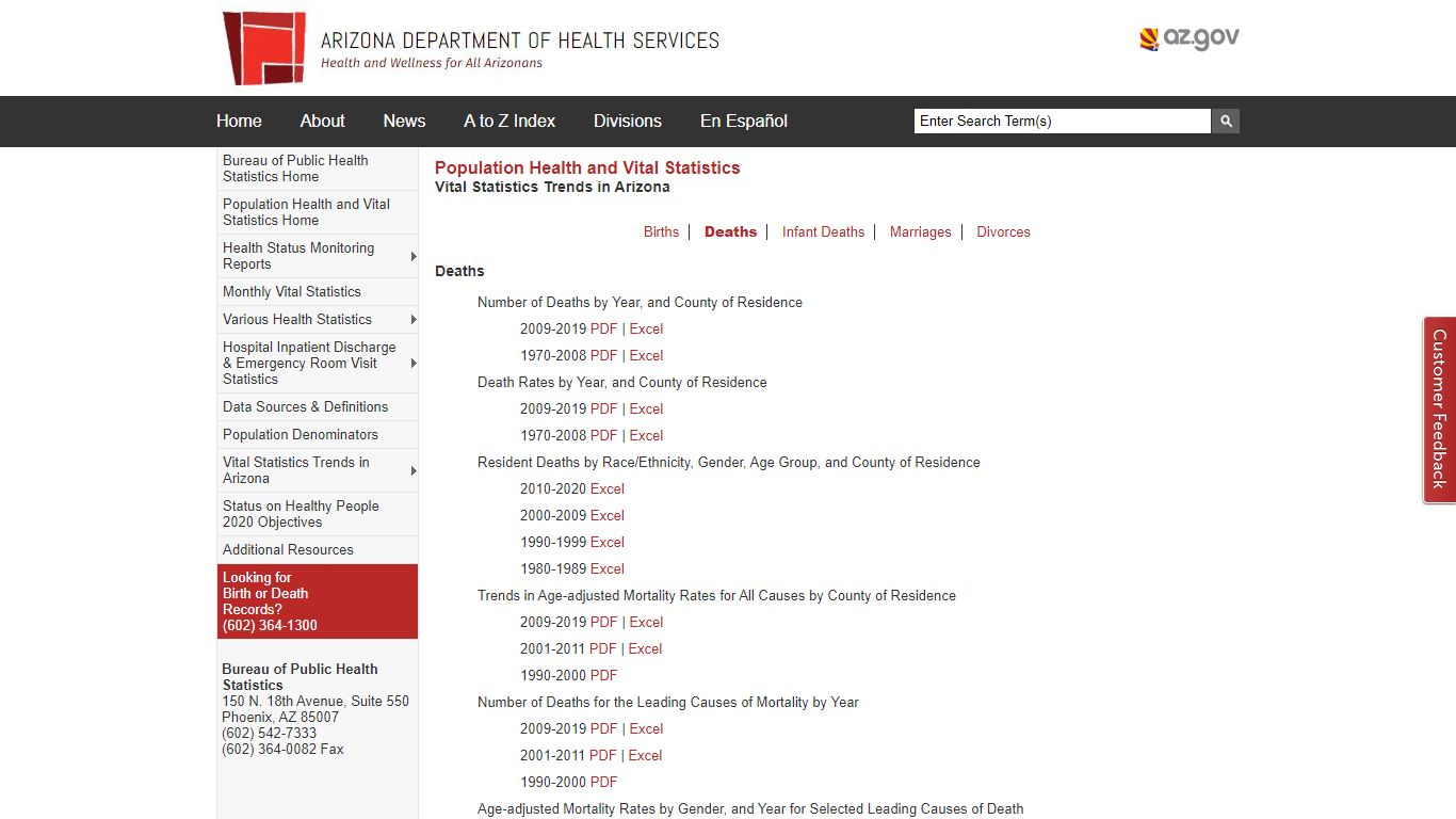 ADHS | Vital Statistics Trends in Arizona - Arizona Department of ...